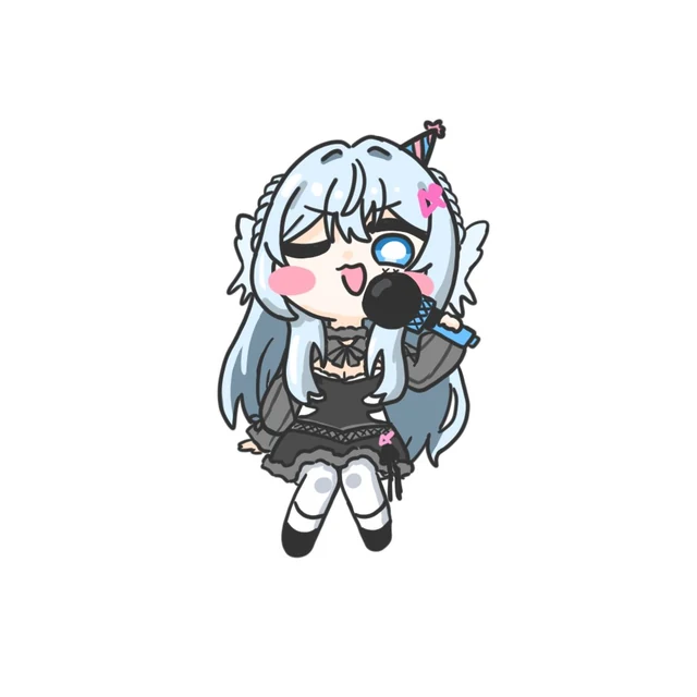 黒いドレスのちびめめが、目をつぶってマイクで歌っている。
